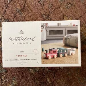 NWT Hearth & Hand With Magnolia Kids Wood Train 3 Piece Set - Christmas Gift